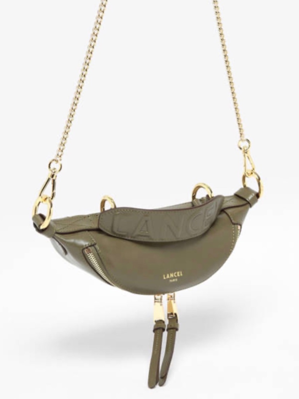 LANCEL MINI ZIP CROSSBODY BAG khaki/ gold - Picture 12 of 13